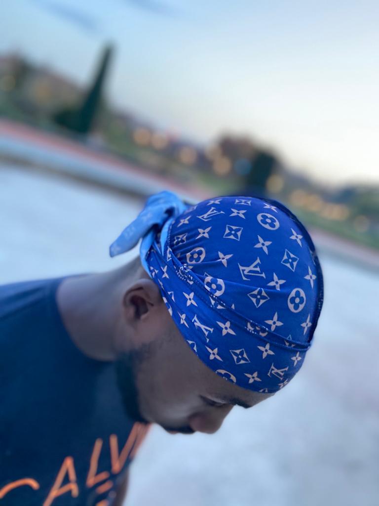 Durag in Satin LV Blue and Gold – Mansa's