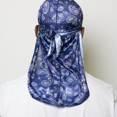 Durag in Satin LV Blue and Gold