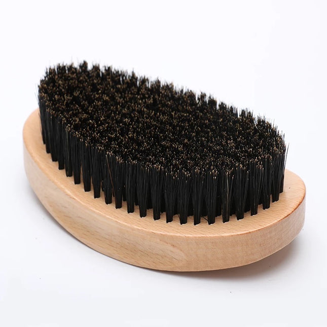 Curved Wooden Brush for 360 Waves &amp; Durag in Black Satin