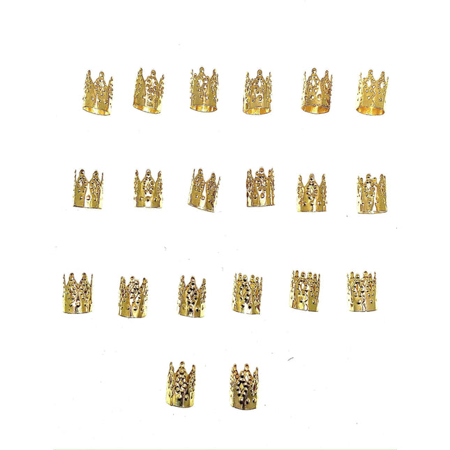 20 joyas "corona" para trenzas/rastas