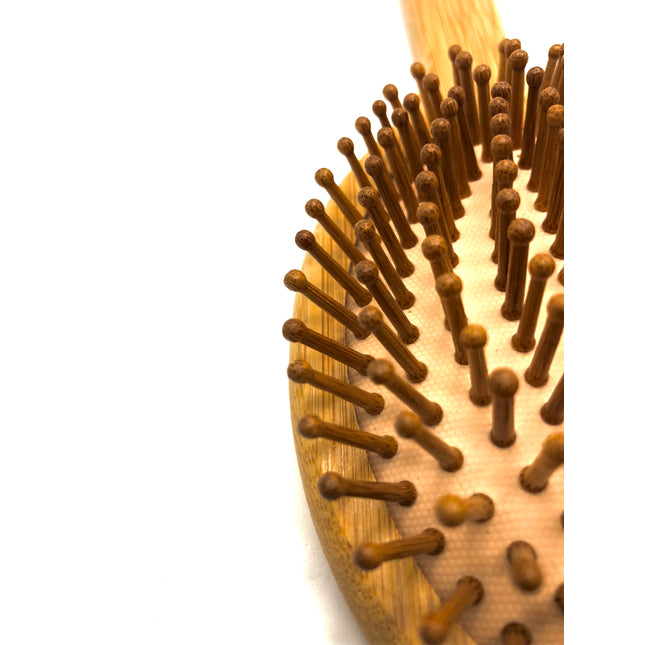 Brosse à cheveux en bois bambou antistatique pour cheveux bouclés lissés frissés et ondulés
