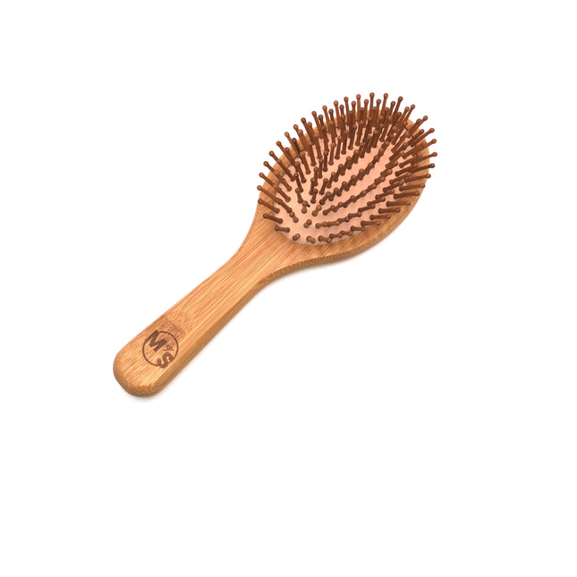 Brosse à cheveux en bois bambou antistatique pour cheveux bouclés lissés frissés et ondulés
